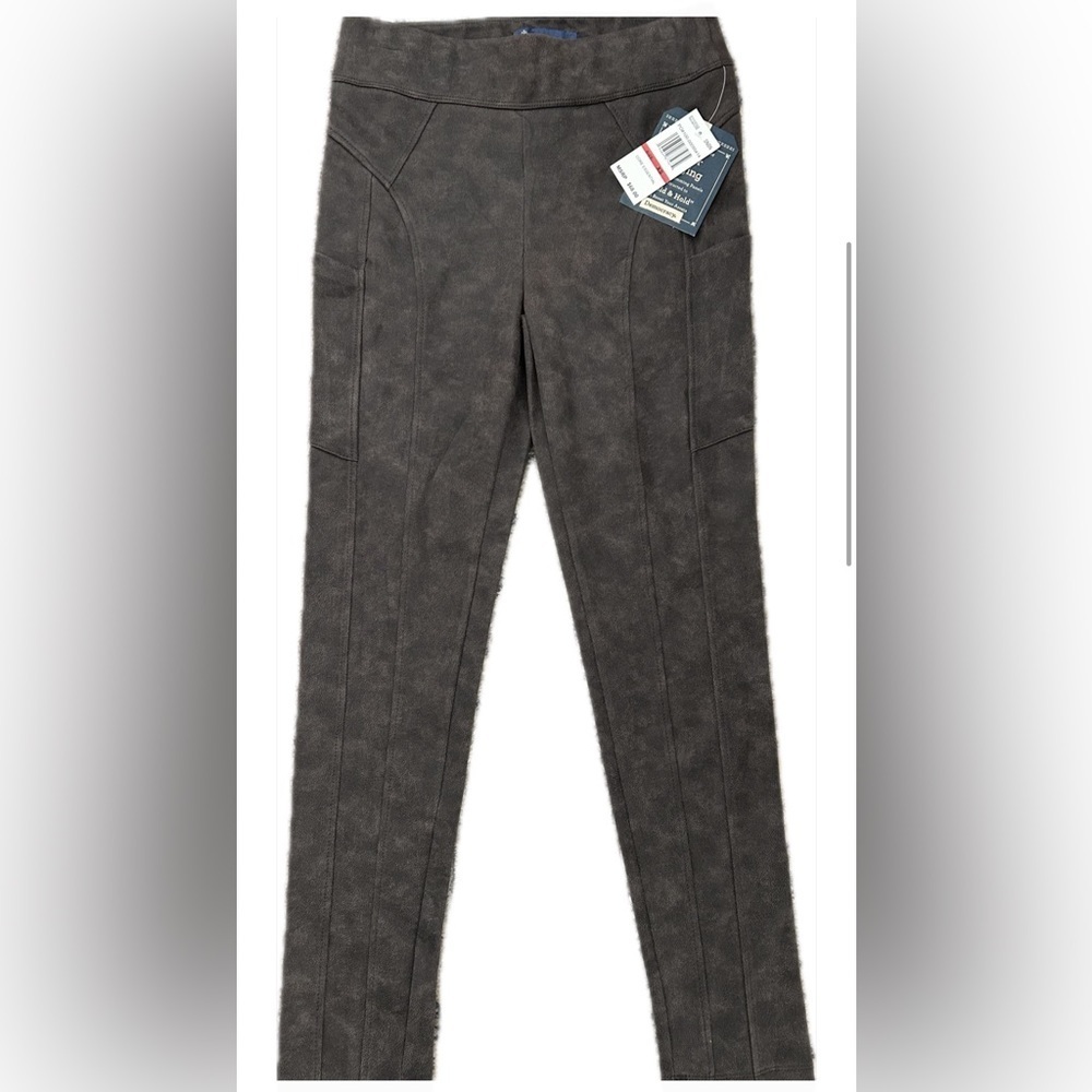 NWT Democracy Women’s Brown/Gray Faux Suede Glider Pocket Leggings, Size XS